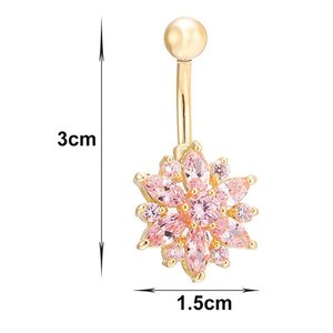 Anneau de <span class=keywords><strong>nombril</strong></span> en acier inoxydable plaqué or <span class=keywords><strong>non</strong></span> ternissant avec cristal petite marguerite, <span class=keywords><strong>bijoux</strong></span> de piercing <span class=keywords><strong>pour</strong></span> femmes - Product Image 6