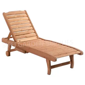 Banco de salón de madera para exteriores Chaise longue de madera para jardín