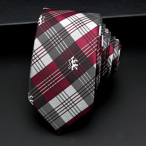 Corbata de hombre de Flores rotas a cuadros ultraestrechas de poliéster puro liso para ocasiones formales - Product Image 1