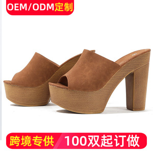 Coco SILIYA Women Summer Wedges Sandals <b>Open</b> <b>Toe</b> <b>Platform</b> Faux Suede Wood <b>Heel</b> Slip on Height Increasing Size 36 - Product Image 5