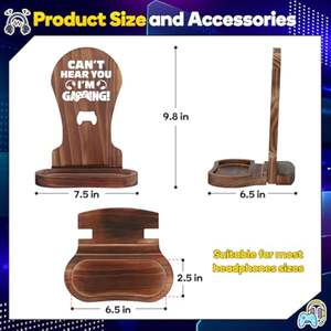 Soporte de madera para auriculares, accesorios de juego, regalo para jugadores masculinos, adolescentes, Navidad, cumpleaños - Product Image 4