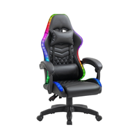 Chaise de bureau gaming exécutive pivotante à 360° en cuir synthétique noir RGB, avec vérin à gaz 4 positions, hauteur réglable, économique et traditionnelle