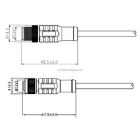 Câbles d'extension électriques industriels extérieurs M12 2-17 broches en PVC sur bobines, non blindés IP67, avec connexions de fils à contacts plaqués or
