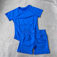 Set Yoga Wanita Seamless Terlaris, Atasan Pendek Crop Top, Celana Pendek Olahraga Pinggang Tinggi, Bahan Bernapas Cepat Kering, Set Fitness Olahraga
