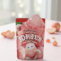 3D Peelable Roze Perzik Gummy Candy Zachte Fruit Peel Fudge Snack Zakje 100g