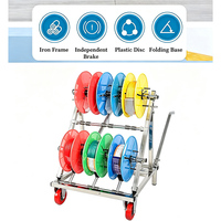 Chariot mobile JH-Mech personnalisé à plusieurs niveaux et multi-bobines avec tiges de positionnement à ressort réglables et roulettes pour rangement de bobines de fil