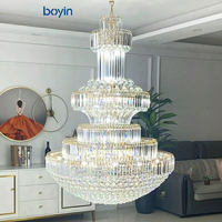 Lustre moderne en cristal pour hall d'hôtel, villa, grands lustres de plafond, luminaires suspendus de luxe, décoration intérieure, escalier