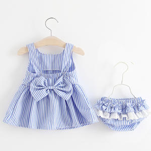 Fabricant chinois de vêtements pour bébés, ensemble robe et short d'été pour petite fille - Product Image 1