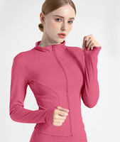 Veste de course en polyester léger pour femmes à manches longues avec fermeture éclair complète manteau d'entraînement d'hiver coupe ajustée Style simple grande taille pour le yoga