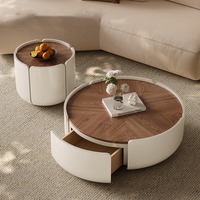 Ensemble de table basse moderne en bois massif de couleur crème de haute qualité avec plateau en verre trempé, design en forme de pétale, table d'appoint robuste et durable pour l'intérieur