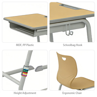 Meubles de classe au design moderne, bureaux et chaises d'école réglables en bois, table de bibliothèque pour étudiants, table d'étude pour enfants pour usage scolaire