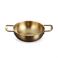 Marmite à Soupe en Acier Inoxydable 304 Doré, Double Poignée, Compatible Lave-Vaisselle, Résistante à la Chaleur, Compatible Induction, Durable