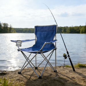 Draagbare, opvouwbare, duurzame, milieuvriendelijke loungestoel voor buiten, kamperen, reizen en strandgebruik met bekerhouder - Product Image 4
