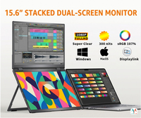 Moniteur portable double 15,6 pouces pour le jeu, 1080P Full HD IPS, haut-parleur intégré, Plug and Play, pilote DisplayLink, prend en charge USB-A/USB-C double