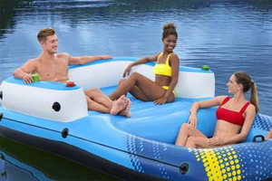 El más nuevo inflable soleado 4-5 personas gran isla flotante lago agua salón balsa con portavasos puede mover el peso de la carga 360KG - Product Image 2