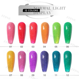 JTING Super Flashing 12 couleurs Néon Réfléchissant Gel Polish Set OEM Private Label Diamond Glitter Disco Gel Nail Polish Supplies - Product Image 5