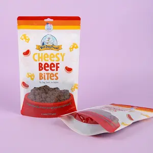 Custom Digital Printing Smell Proof Dog Treat Stand Up Pouch Food Grade Pet Food Packaging Mylar Bags With Window