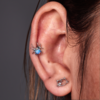 Boucles d'oreilles clous en titane ASTM F136 avec opale pour femme, clous d'oreille en cartilage avec filetage interne, bijoux d'Halloween