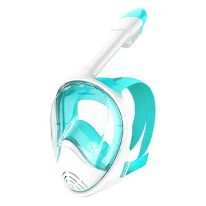 Ucuz fiyat tam yüz şnorkel maske şnorkel seti anti sis yetişkin profesyonel 180 derece görünüm git pro yüzmek tüplü dalış maskesi