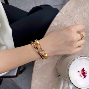 Xinfly - Juego de Joyería de Oro Puro de 18K para Mujer, Regalo de Aniversario de Marca de Lujo, Collar y Pulsera con Colgante de Perlas Barrocas Vintage - Product Image 6