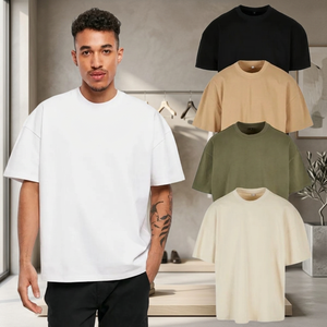 Camiseta de Moda para Hombre, Estilo Holgado, Talla Grande, Color Sólido, Fabricante de Camisetas - Product Image 3