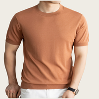 Chemise Homme Manches Courtes Col Rond Style Coréen Décontracté Coupe Slim Séchage Rapide Anti-Plis en Soie de Mûrier et Rayonne QianFeng Haut de Gamme Élégante Style Ancien