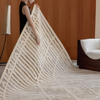 Moderne minimalist ische geometrische Muster handgetuftete Teppiche Beige NZ Wolle Bambus Seide Teppich für Wohnzimmer & Schlafzimmer Dekor