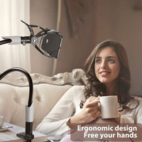 Support de téléphone à col de cygne, Long bras Flexible en aluminium, support de pince réglable pour support de téléphone portable
