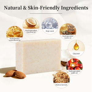 Jabón en Barra de Coco y Almendra de Marca Propia, 100 g - Exfoliante Suave Diario, Aclarante, Control de Grasa, Limpiador de Piel Hecho a Mano <span class=keywords><strong>para</strong></span> Todo Tipo de Piel - Product Image 4