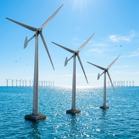 Système de production d'énergie éolienne en gros, 400 V, 200 kW, éolienne à axe horizontal, 3 pales, 30 m de hauteur