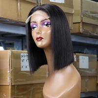 Perruque de cheveux Remy vietnamiens bruts Super Double Drawn, modèle Bob ultra-lisse 12A, brun clair, pour Lace Front sans colle 13x4, adaptée à toutes les perruques Lace.