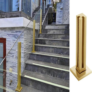 Modern Design Brushed Gold Stainless Steel <strong>Railing</strong> Fence Post Easy Installation Hotel Villa Balcony Stair Indoor <strong>Retaining</strong> <strong>Wall</strong> - Product Image 1
