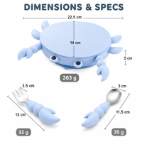 Assiette en silicone de qualité alimentaire en forme de crabe de dessin animé Assiette à dîner pour bébé et enfants Support d'aspiration sans BPA Vaisselle d'alimentation pour tout-petit