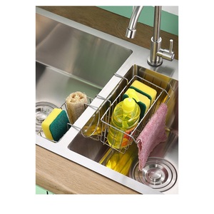 Modern Stainless Steel <b>Kitchen</b> Sink Sponge Drain <b>Rack</b> with Multifunctional Rag Steel Ball Storage Hanging Basket for Hotel Use - Product Image 5