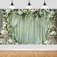 Mur de fleurs vert 10x8 pieds pour mariage, rideau floral de roses blanches, décoration pour douche nuptiale, fête d'anniversaire, studio photo