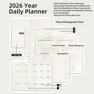 Agenda hebdomadaire A5 en cuir PU, reliure rigide, personnalisable, 100 feuilles – Collection 2026 – Vente en gros - Product Image 4