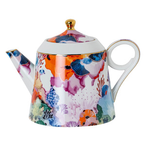 Service à thé en céramique - Théière Récif Corallien avec 4 tasses et soucoupes - Product Image 5