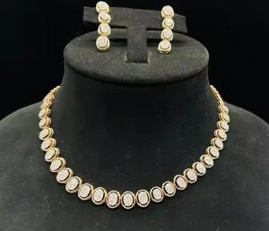 Elegante conjunto de collar de diamantes de oro de 14 quilates, joyería Premium de lujo para ocasiones especiales con diamantes naturales - Product Image 2