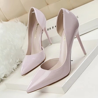 Escarpins Slingback de Haute Qualité en Cuir Verni, à Bout Pointu, Talon Fin, Décolleté, Creux et Sexy