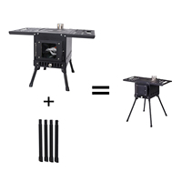 Poêle à bois portable en acier au carbone - Poêle de camping pliable et barbecue pour la cuisson en extérieur, idéal pour les pique-niques et les aventures