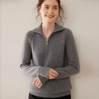Pull en laine 100 % double couche pour femme, col roulé zippé, élégant, décontracté, chaud et confortable, idéal pour l'hiver – Conception OEM/ODM
