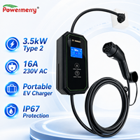 Nouvelle station de recharge portable pour véhicules électriques 3,5 kW 16A Type 2 230V AC IP67 certifiée CE avec protection contre les fuites, prise personnalisée UE pour maison et garage