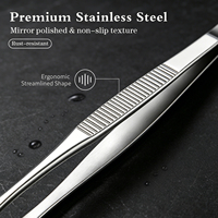 Pinces de cuisine professionnelles en acier inoxydable de 30 cm avec pointes dentelées, pinces de cuisson à tête ronde pour chef, barbecue, bar