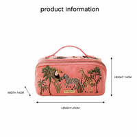 Trousse de Toilette Brodé Grande Capacité avec Fermeture Éclair, Organisateur Cosmétique Personnalisable avec Logo, Portable pour Femmes, Essentiels de Maquillage de Voyage