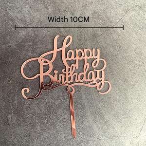 Decoración de <span class=keywords><strong>Fiesta</strong></span> de Cumpleaños en Oferta, Letras de Acrílico Cortadas con Láser Personalizadas con la Frase 'FELIZ CUMPLEAÑOS', Adorno para Pastel - Product Image 1
