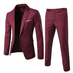 Erkekler rahat bahar artı boyutu 2 parça setleri klasik Blazers iş Blazer ve pantolon takım elbise sonbahar erkekler düğün parti seti - Product Image 6