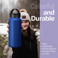 Bouteille d'eau isotherme en acier inoxydable durable de 32 oz, gravure au laser de logo personnalisé, anti-fuite, large ouverture, pour boissons