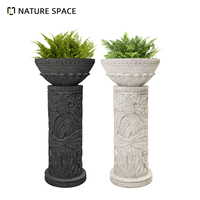 Pot de fleurs rond en fibre de verre moderne, durable et écologique, sculpté à la main, grand format, pour la décoration de jardin intérieur et extérieur