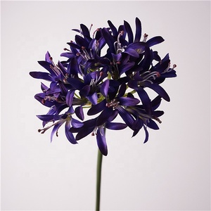 Flores Artificiales de Agapanthus Africanus de Alta Calidad, Estilo Europeo Vintage, Color Morado, Lirios Africanos de Seda para Decoración de Bodas - Product Image 1