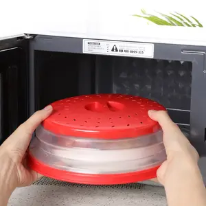 带蒸汽通风孔的食品加热垫可折叠微波飞溅盖水果蔬菜排水篮烤箱微波炉盖